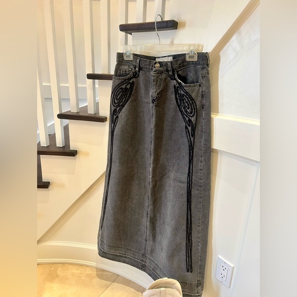 TRF Black Long Denim Skirt - Picture 5 of 8